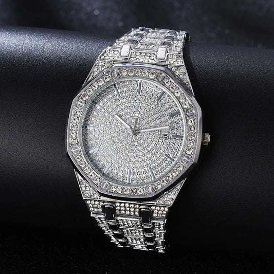 Montres de luxe entièrement serties de diamants pour hommes